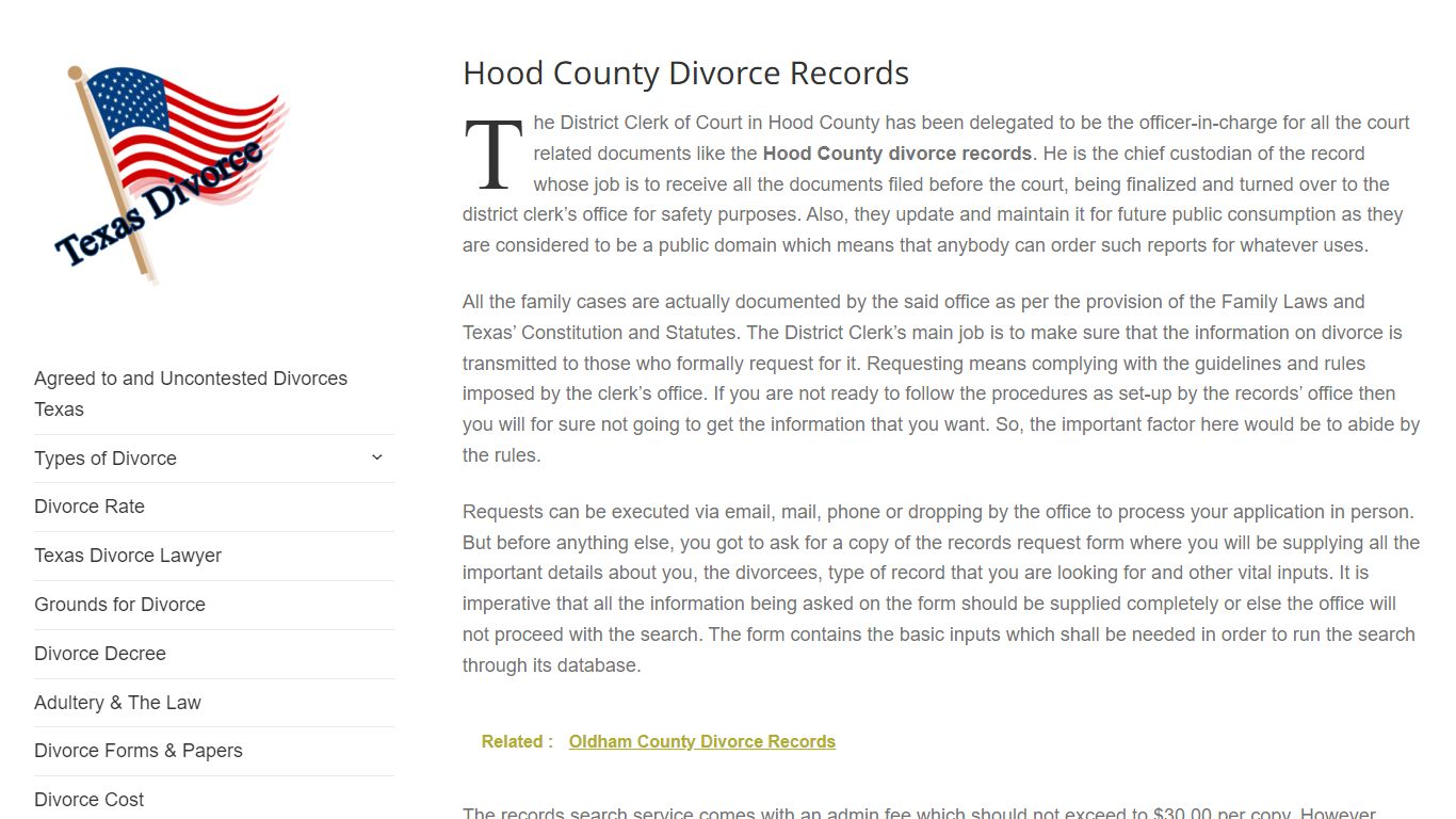 Hood County Divorce Records – Divorce in Texas